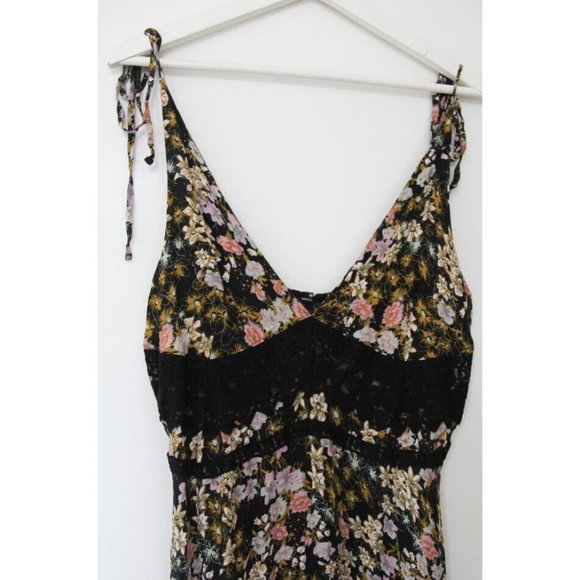 Free People Intimately Claire Printed Lace Maxi Slip Dress L - Picture 6 of 8